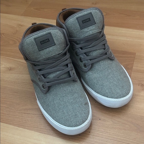 Globe Men's Gray and White High-Top Sneakers - Picture 1 of 4